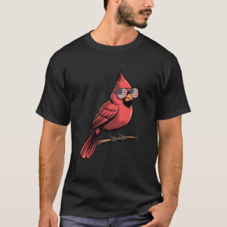 Rotkardinal USA Amerikanische Flagge Sonnenbrille  T-Shirt