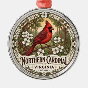 Rotkardinal, Vogel des US-Bundesstaates Virginia Ornament Aus Metall