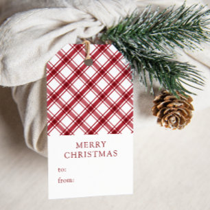Rotkariertes Weihnachten Geschenkanhänger