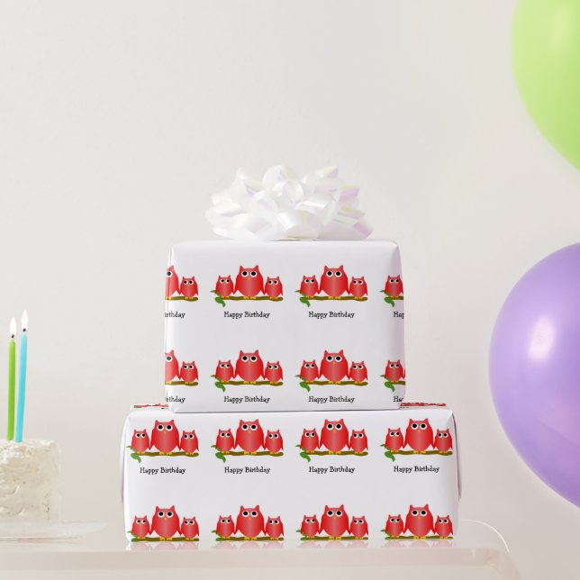 Rotkäuzedesign Geburtstagsgeschenk Geschenkpapier (Partygeschenke)