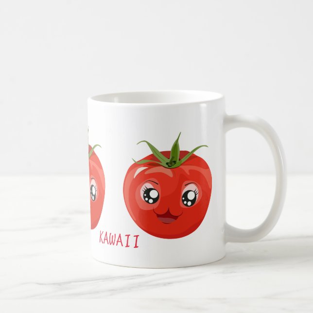 Rotkawaii-Tomate Weiße Tasse (Rechts)
