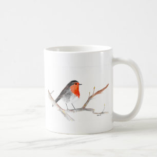 Rotkehlchen-Aquarellmalerei-Weihnachtskunst Tasse