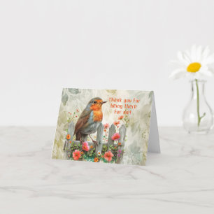 Rotkehlchen auf einem Holzzaun Danke, dass du da b Karte