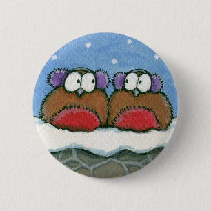 Rotkehlchen, die Ohrenschützer - festlichen Button