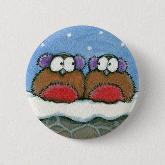 Rotkehlchen, die Ohrenschützer - festlichen Button