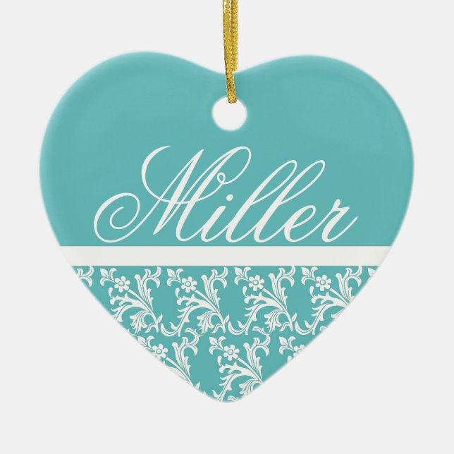 Rotkehlchen-Ei-Monogramm-Verzierung Keramik Ornament (Vorne)