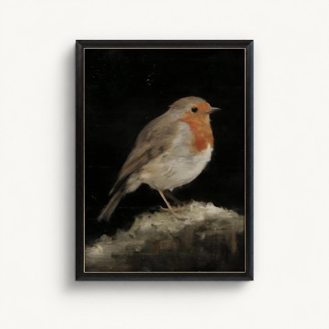 Rotkehlchen-Erbe-Vogelposter Poster (Robin Redbreast Wall Art Poster - close-up view (frame/decor not included))