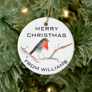 Rotkehlchen Frohe Weihnachten Festlicher Winter Ni Keramik Ornament