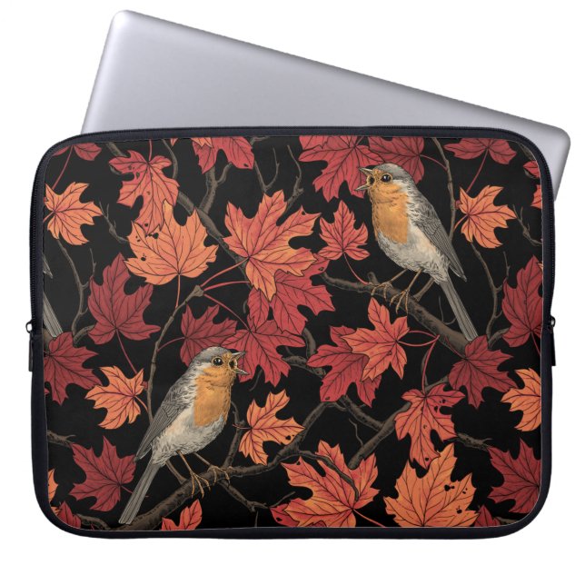 Rotkehlchen im Ahornbaum Laptopschutzhülle (Vorderseite)