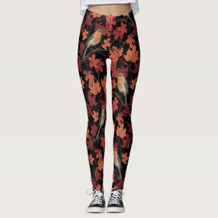 Rotkehlchen im Ahornbaum Leggings