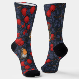 Rotkehlchen im Apfelbaum/Blau und Rot Socken