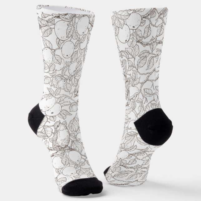 Rotkehlchen im Apfelbaum/Umber und weiß Socken (Gewinkelt)