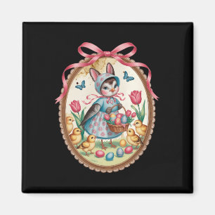 Rotkehlchen Ostern Osterhase Ostereier Jagd Vintag Magnet