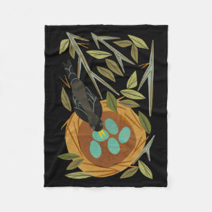 Rotkehlchen und Nest Aufkleber Fleecedecke
