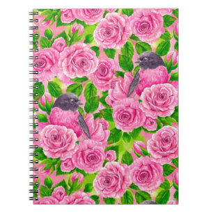 Rotkehlchen und Rosen Notizblock