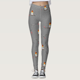 Rotkehlchen und Schneemuster Leggings