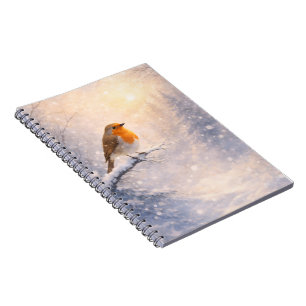 Rotkehlchen-Vogelfrühmorgen-Aquarell Notizblock
