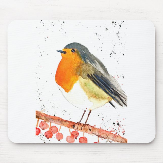 Rotkehlchen Weihnachten Mousepad (Vorne)