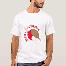 Rotkehlchen-Weihnachts-T-Shirt
