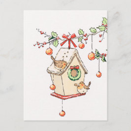 Rotkehlchen Weihnachtskarte Schnee, Robin Weihnach Feiertagspostkarte