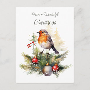Rotkehlchen-Weihnachtspostkarte Postkarte