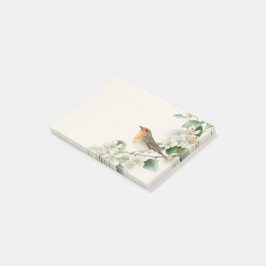 Rotkehlchen & Weißdorn – Botanische Hochzeits-Einl Post-it Klebezettel
