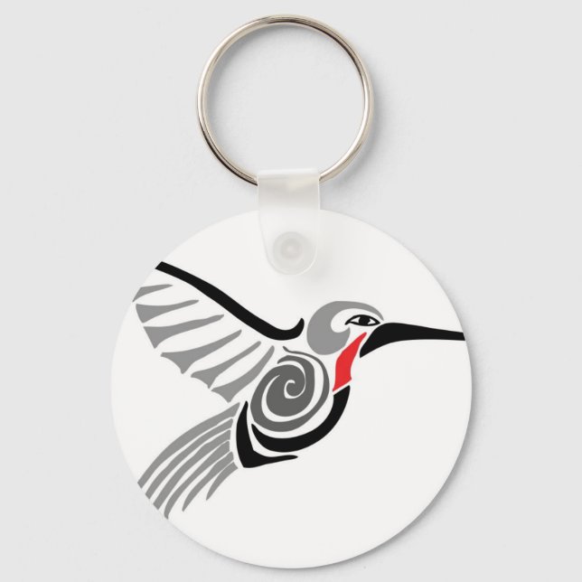 Rotkehlkopfgrauer Kolibris Schlüsselanhänger (Vorderseite)