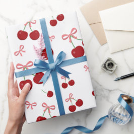 Rotkirschband Nahtloses Muster Süßes Frucht Desi Geschenkpapier
