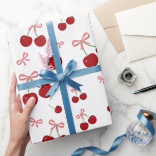 Rotkirschband Nahtloses Muster Süßes Frucht Desi Geschenkpapier