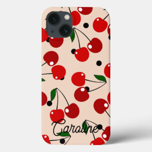 Rotkirschretro-Polka-Punkte Vintag personalisiert Case-Mate iPhone Hülle