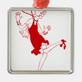 Rotklappenmädchen Ornament Aus Metall