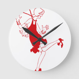 Rotklappenmädchen Runde Wanduhr