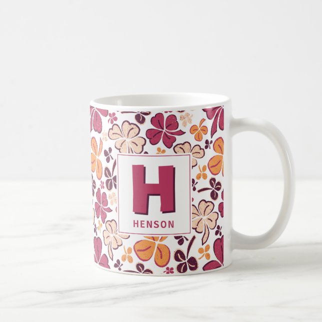 Rotklee-Kleeblatt monogrammierter St. Patrick`s Ta Kaffeetasse (Rechts)