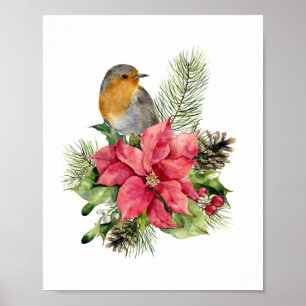 Rotkohl, Poinsettia, Kiefer, Weihnachten Poster