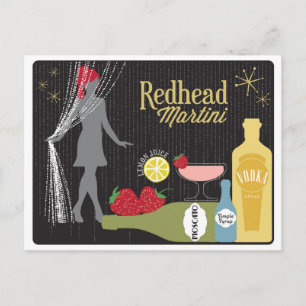 Rotkopf-Martini-Erdbeer-Cocktail Postkarte