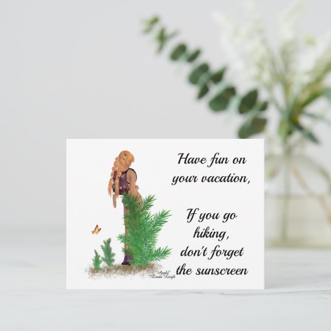 Rotkopffahrer-Rucksack Pinup Girl Postcard Postkarte (Stehend Vorderseite)