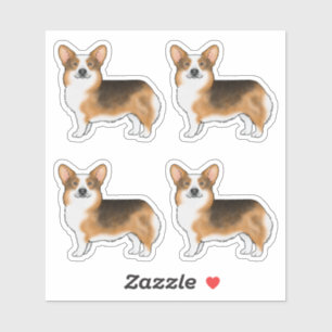 Rotköpfige Tri Pembroke Welsh Corgi Cartoon-Hunde Aufkleber
