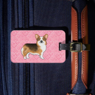 Rotköpfige Tri Pembroke Welsh Corgi Liebe Rosa Gepäckanhänger