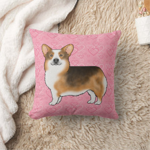 Rotköpfige Tri Pembroke Welsh Corgi Liebe Rosa Kissen