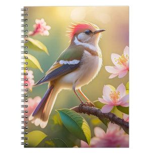 Rotköpfiger Buffbrüstiger Laubsänger Fantasy-Vogel Notizblock