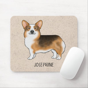Rotköpfiger dreifarbiger Pembroke Welsh Corgi mit Mousepad