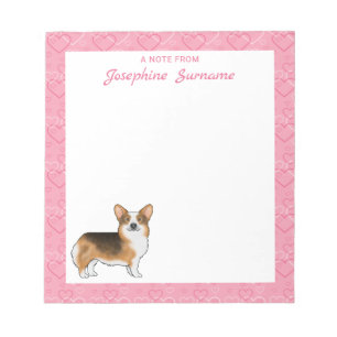 Rotköpfiger Tri Pembroke Welsh Corgi Herzen & Text Notizblock