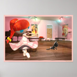 Rotkopfmädchen Ballett tanzen. Poster