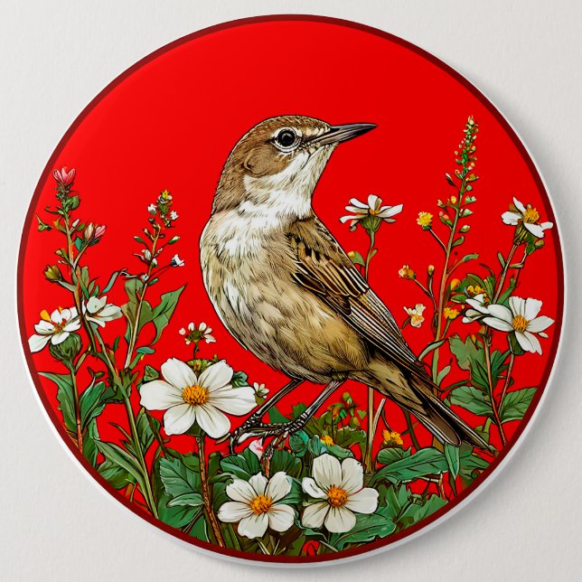 Rotkopfvogel Button (Vorderseite)