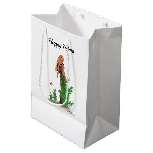 Rotkopfwanderbeutel Pinup Girl Gift Bag Mittlere Geschenktüte (Vorderseite Schrägansicht)