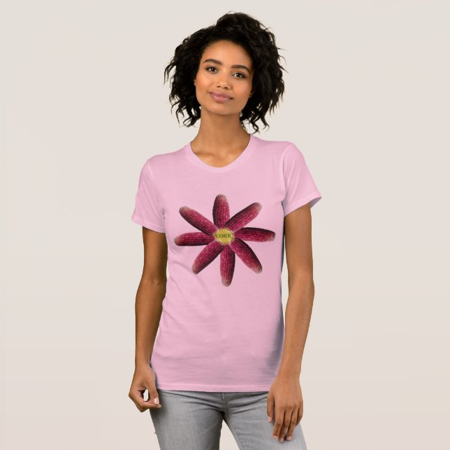 Rotkorn-Blume-Muster für Frauen T-Shirt (Vorne ganz)