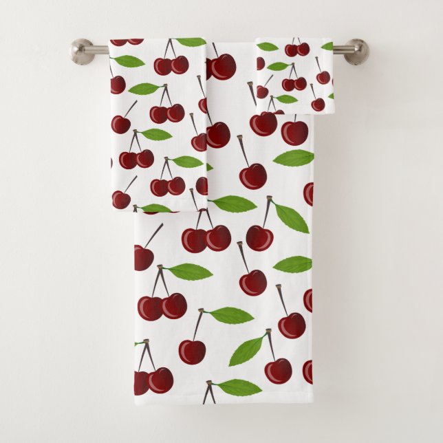 Rotkrebse, Kirschmuster, Blätter, Obst Badhandtuch Set (Insitu)