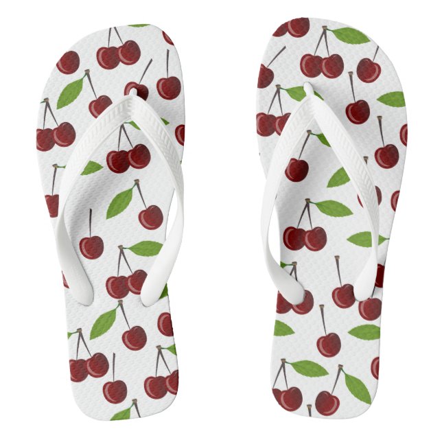 Rotkrebse, Kirschmuster, Blätter, Obst Flip Flops (Fußbett)