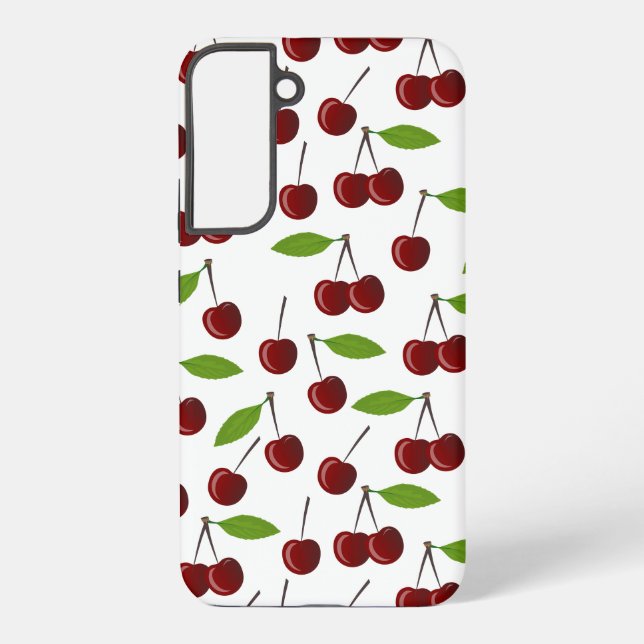 Rotkrebse, Kirschmuster, Blätter, Obst Samsung Galaxy Hülle (Rückseite)