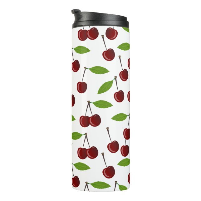 Rotkrebse, Kirschmuster, Blätter, Obst Thermosbecher (Nach rechts gedreht)